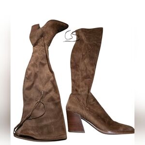 Marc Fisher Over The Knee Camel Colored Pointy Toe Heeled Boots Size 9 EUC